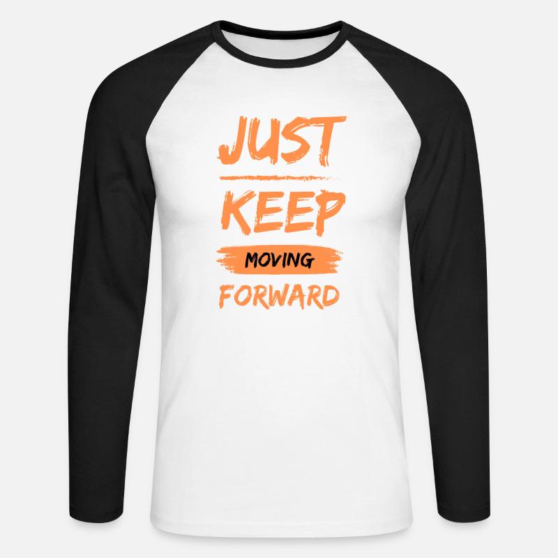 Just keep moving forward - Unisex Baseballshirt langarm - Weiß/Schwarz