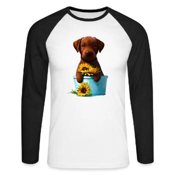 Puppy Labrador Retriever Labrador owner - Unisex Long Sleeve Baseball T-Shirt - white/black - Front - Nik (191cm)