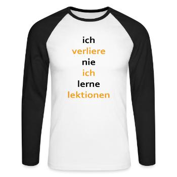 boardgame chess backgammon game night - Unisex Baseballshirt langarm - Weiß/Schwarz - Vorne - Nik (191cm)