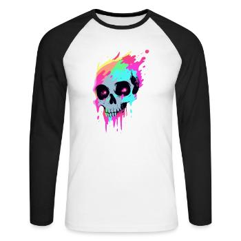 Cute Punk Skull / Kawaii Punk Skull - Unisex Long Sleeve Baseball T-Shirt - white/black - Front - Nik (191cm)