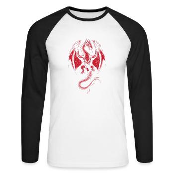 Dragon rampant - T-shirt baseball manches longues Homme - blanc/noir - Devant - Nik (191cm)