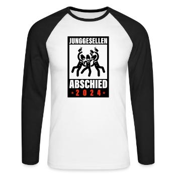 Junggesellen Abschied 2024 Jga - Unisex Baseballshirt langarm - Weiß/Schwarz - Vorne - Nik (191cm)