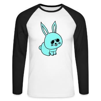 hase comic cool - Unisex Baseballshirt langarm - Weiß/Schwarz - Vorne - Nik (191cm)