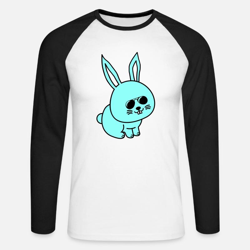 hase comic cool - Unisex Baseballshirt langarm - Weiß/Schwarz