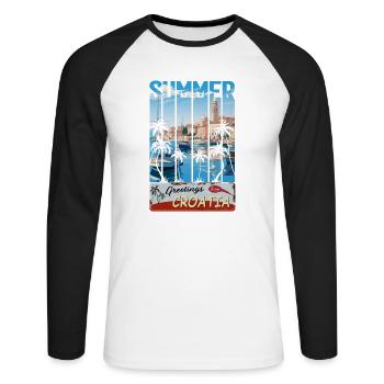 Croatia hrvatska kroatien hrv hr travel Zadar - Unisex Baseballshirt langarm - Weiß/Schwarz - Vorne - Nik (191cm)
