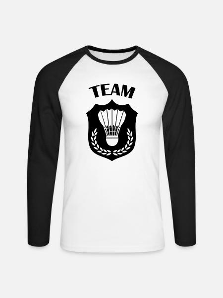 badminton - Unisex Long Sleeve Baseball T-Shirt - white/black