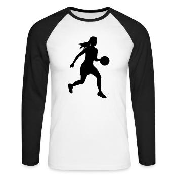 Basketball Player Symbol Basketball Player Woman - Unisex Long Sleeve Baseball T-Shirt - white/black - Front - Nik (191cm)