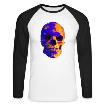 Colorful Skull - Unisex Long Sleeve Baseball T-Shirt - white/black - Front - Nik (191cm)