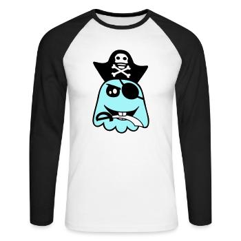 Pirate Ghost Funny Evil Ghost Halloween Fun - Unisex Long Sleeve Baseball T-Shirt - white/black - Front - Nik (191cm)