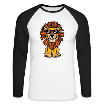 Lion frais majestueux - T-shirt baseball manches longues Homme - blanc/noir - Devant - Nik (191cm)