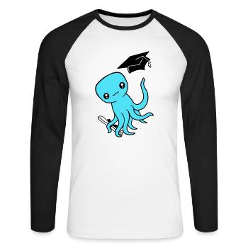 Octopus High School Graduation Passed College - Unisex Long Sleeve Baseball T-Shirt - white/black - Front - Nik (191cm)