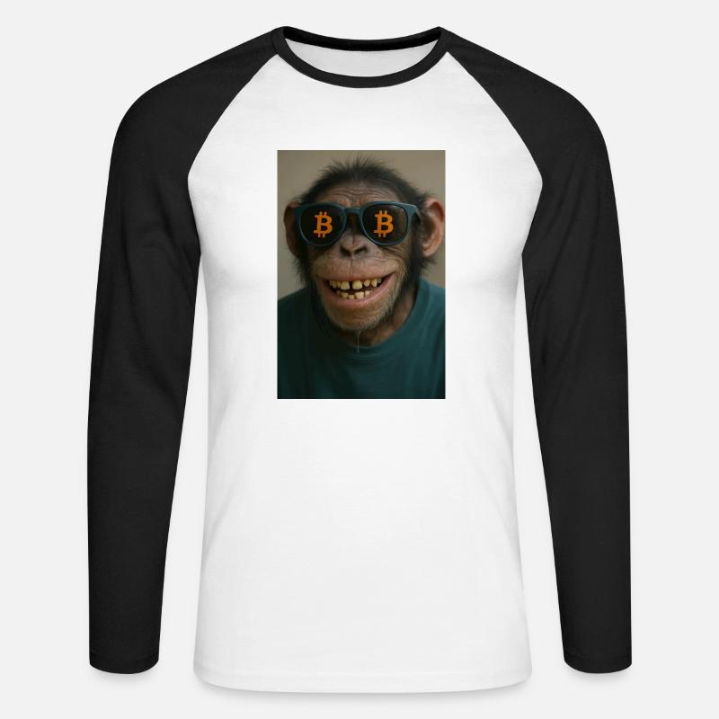 Bitcoin meets Monkey Joe - Unisex Baseballshirt langarm - Weiß/Schwarz