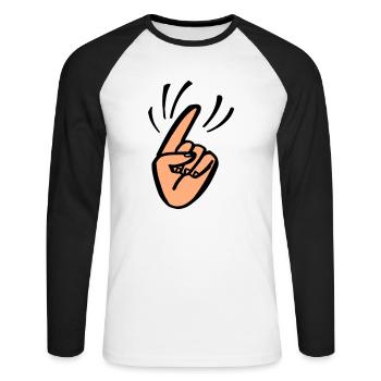 Finger Waggle - T-shirt baseball manches longues Homme - blanc/noir - Devant - Nik (191cm)