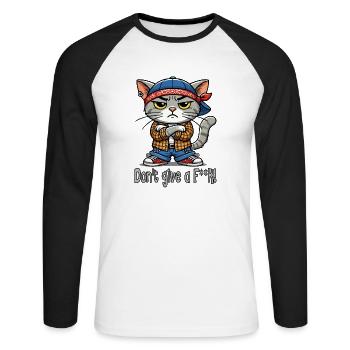 N’en avez rien à ! - T-shirt baseball manches longues Homme - blanc/noir - Devant - Nik (191cm)