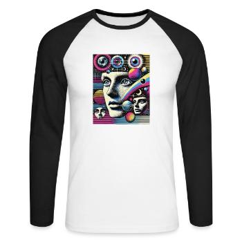 Celestial Mind - the universe in the head - Unisex Long Sleeve Baseball T-Shirt - white/black - Front - Nik (191cm)