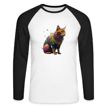 Amour du chat - T-shirt baseball manches longues Homme - blanc/noir - Devant - Nik (191cm)