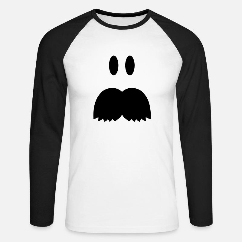 Bart Mustache - Unisex Baseballshirt langarm - Weiß/Schwarz