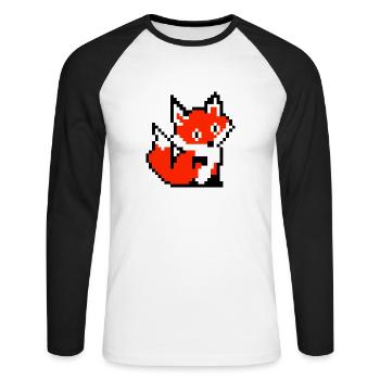 Fox Fox Paw rétro conception de chemise de pixel - T-shirt baseball manches longues Homme - blanc/noir - Devant - Nik (191cm)