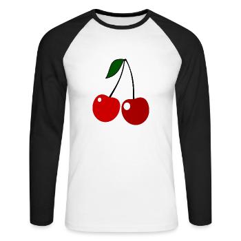 cerises cerises veggie légumes fruits21 - T-shirt baseball manches longues Homme - blanc/noir - Devant - Nik (191cm)