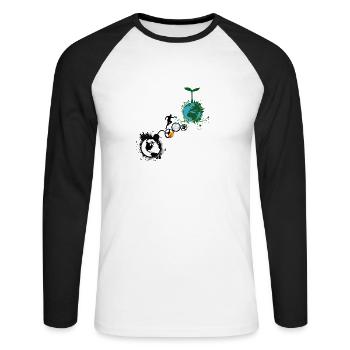Le changement climatique agit maintenant - T-shirt baseball manches longues Homme - blanc/noir - Devant - Nik (191cm)