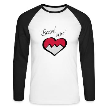 Bassd scho! - Unisex Baseballshirt langarm - Weiß/Schwarz - Vorne - Nik (191cm)