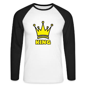king - Unisex Baseballshirt langarm - Weiß/Schwarz - Vorne - Nik (191cm)