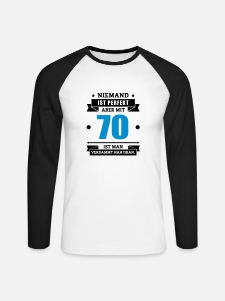 Funshirt 70 - Unisex Baseballshirt langarm - Weiß/Schwarz