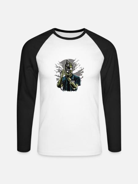 Addicted to photography - Unisex Baseballshirt langarm - Weiß/Schwarz
