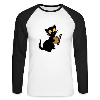 Le livre - T-shirt baseball manches longues Homme - blanc/noir - Devant - Nik (191cm)