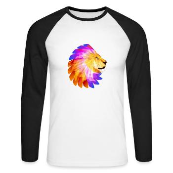 Tête de Lion Lion Tête de Lion Afrique Lion Jungle - T-shirt baseball manches longues Homme - blanc/noir - Devant - Nik (191cm)