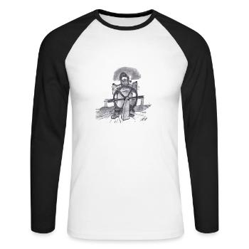 Sailor # Art nord-allemand - T-shirt baseball manches longues Homme - blanc/noir - Devant - Nik (191cm)