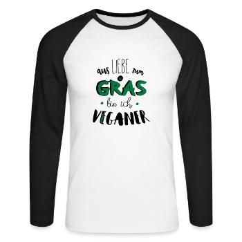Funny vegan potholed grass saying gift - Unisex Long Sleeve Baseball T-Shirt - white/black - Front - Nik (191cm)