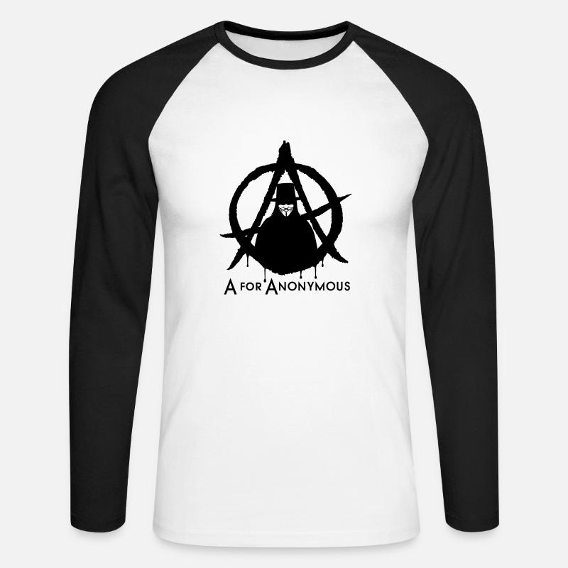 A for Anonymous 2c - Unisex Baseballshirt langarm - Weiß/Schwarz