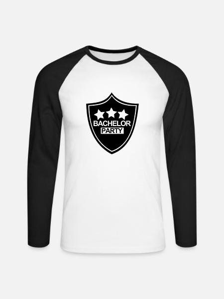 Junggesellenabschied,Junggeselle,Bachelor,Party, - Unisex Baseballshirt langarm - Weiß/Schwarz