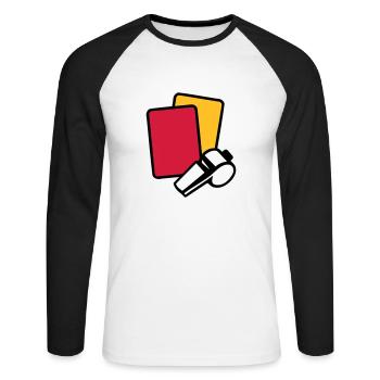 Referee - Unisex Long Sleeve Baseball T-Shirt - white/black - Front - Nik (191cm)