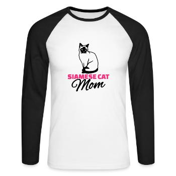Siamese cat Mom - T-shirt baseball manches longues Homme - blanc/noir - Devant - Nik (191cm)
