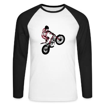 Trial Racing - Unisex Long Sleeve Baseball T-Shirt - white/black - Front - Nik (191cm)