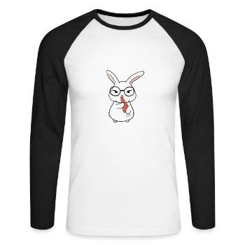 Doux petit lapin - T-shirt baseball manches longues Homme - blanc/noir - Devant - Nik (191cm)