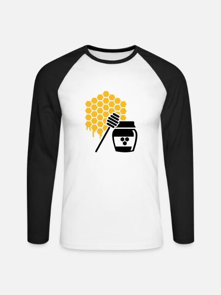 Honig - Unisex Baseballshirt langarm - Weiß/Schwarz