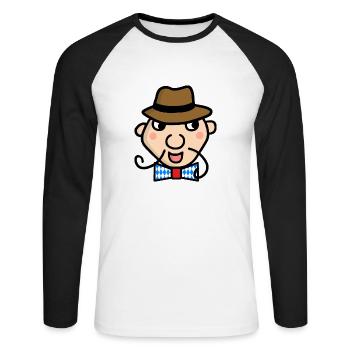 Bayer mit Fliege - Unisex Baseballshirt langarm - Weiß/Schwarz - Vorne - Nik (191cm)