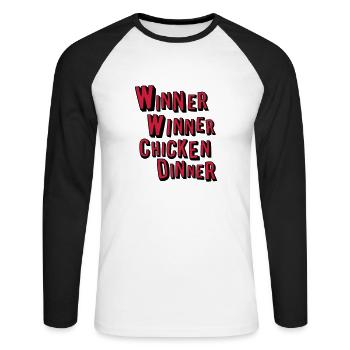 Winner Winner Chicken Dinner - T-shirt baseball manches longues Homme - blanc/noir - Devant - Nik (191cm)