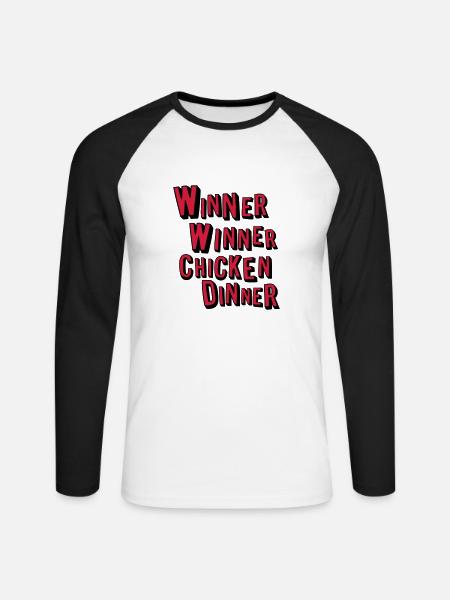 Winner Winner Chicken Dinner - Unisex Long Sleeve Baseball T-Shirt - white/black
