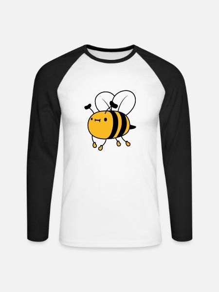 Flying cute bee - Unisex Long Sleeve Baseball T-Shirt - white/black