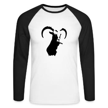 steinbock tier - Unisex Baseballshirt langarm - Weiß/Schwarz - Vorne - Nik (191cm)