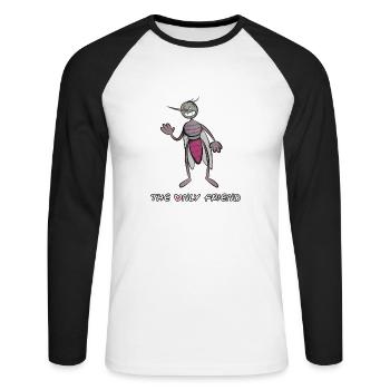Der einzige Freund der Mücke. Lustige Comic-Fliege. - Unisex Baseballshirt langarm - Weiß/Schwarz - Vorne - Nik (191cm)
