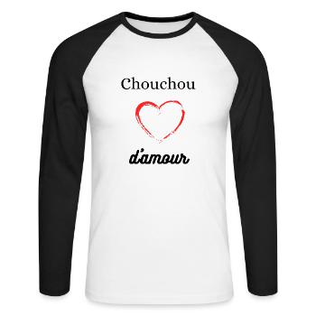 Chouchou d'amour - T-shirt baseball manches longues Homme - blanc/noir - Devant - Nik (191cm)