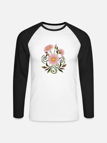 Flowers - Unisex Long Sleeve Baseball T-Shirt - white/black