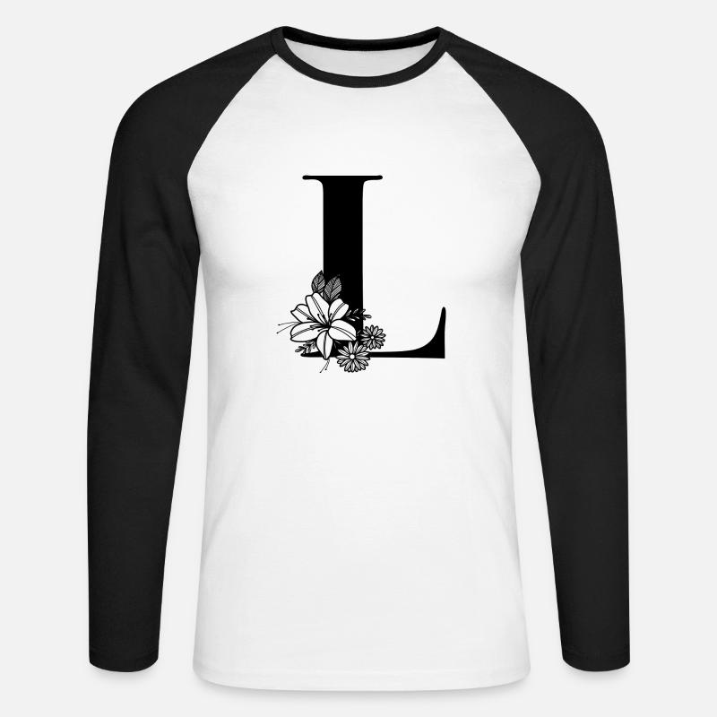 Lettera L - Maglia da baseball a manica lunga da uomo - bianco/nero