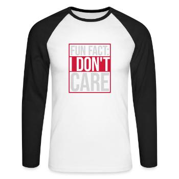 I don't care fact - Unisex Long Sleeve Baseball T-Shirt - white/black - Front - Nik (191cm)