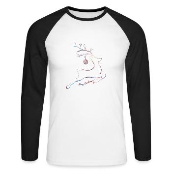 Joyeux Noël Noël Noël vacances hiver santa nordique - T-shirt baseball manches longues Homme - blanc/noir - Devant - Nik (191cm)